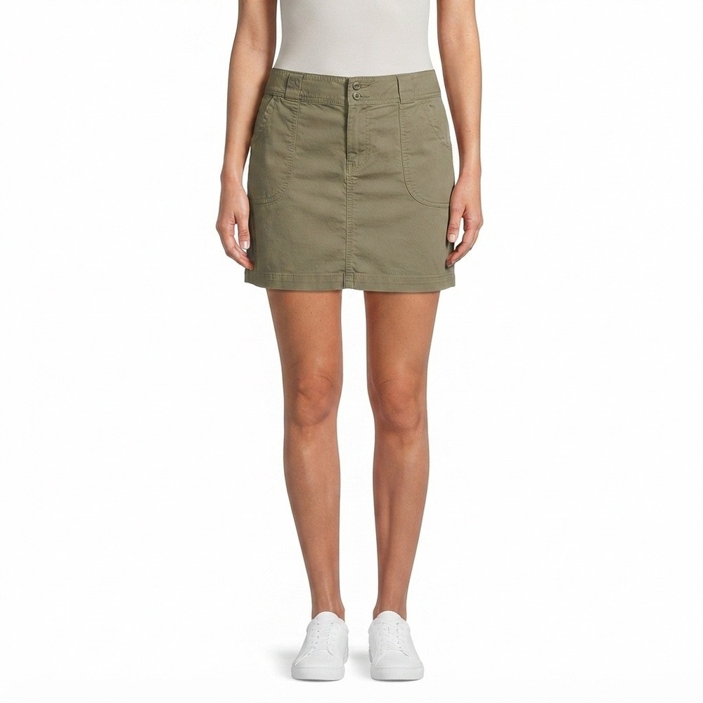 St. John's Bay Skirt Womans 18 Olive Green Stretch Skort Cotton Blend Mini FLAW